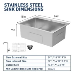 Drop In Kitchen Sink,Stainless Steel Kitchen Single Bowl Sinks, Modern Top Mount 16 Gauge Workstation Sink- With Pull-Down Faucet For Bar -Furniture GUEST 72dcc1c7 a715 4238 a52c a0a857e933c8