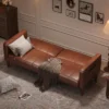 75" Futon Sofa Bed, Convertible Sleeper, Faux Leather Small Couch, Loveseat, Mid-Century Modern Couch For Living Room, Bedroom, Brown -Furniture GUEST 7306a585 4721 4d5d 8a67 4ce3e849c959