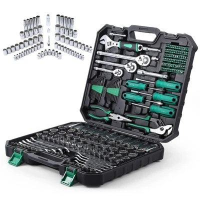 Socket Wrench Set Tool Set - 213 Piece Mechanics Tool Kit With SAE/Metric Sockets, Cr-V Steel Construction, Storage Case For Home & Auto Repair 9 Socket Wrench Set Tool Set - 213 Piece Mechanics Tool Kit With SAE/Metric Sockets, Cr-V Steel Construction, Storage Case For Home & Auto Repair - Image 7