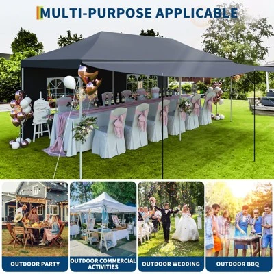 10x20 Pop Up Canopy Tent, For Parties With Roller Bag, With 6 Removable Sidewalls, Upgraded Thickened Legs, 6 Sand Bags 4 10x20 Pop Up Canopy Tent, For Parties With Roller Bag, With 6 Removable Sidewalls, Upgraded Thickened Legs, 6 Sand Bags - Image 2