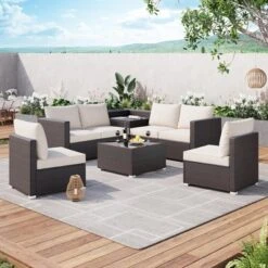 Outdoor Furniture Patio 8-Piece Rattan Sectional Set W/ Storage, 4" Cushions & Tempered Glass Table 15 Outdoor Furniture Patio 8-Piece Rattan Sectional Set W/ Storage, 4" Cushions & Tempered Glass Table -Furniture GUEST 7419a573 06db 415a 8bad 963352300a29