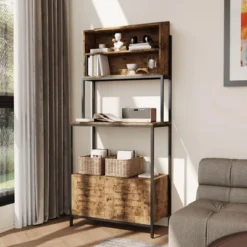 Kitchen 5 Tier Bakers Rack, Standing Coffee Bar Microwave Stand Rack With Power Outlet And Storage Cabinet Shelves, Brown 15 Kitchen 5 Tier Bakers Rack, Standing Coffee Bar Microwave Stand Rack With Power Outlet And Storage Cabinet Shelves, Brown -Furniture GUEST 741f64ca b486 4929 89c1 9f367d5d0c01