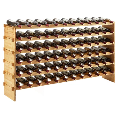 TROPOW Stackable Wine Rack, 4 Tier Wooden Wine Storage Rack, Bamboo Wine Display Shelves, Wobble-Free Wine Holder Freestanding Floor Wine 11 TROPOW Stackable Wine Rack, 4 Tier Wooden Wine Storage Rack, Bamboo Wine Display Shelves, Wobble-Free Wine Holder Freestanding Floor Wine - Image 9