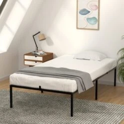 Bed Frame No Box Spring Needed, Heavy Duty Metal Platform Bed Frame For Bedroom Easy Assembly, Noise Free, Black -Furniture GUEST 743545df e0f4 4983 9044 28e513d5c1d8