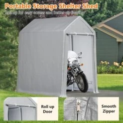 Portable Shed Outdoor Motorcycle Covers Storage Shelter,Heavy Duty Storage Shed,Waterproof Storage Tent Tarp Sheds With Roll-up Zipper Door