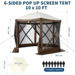 6-Sided Pop Up Gazebo Tent, Waterproof UV Protection Screen Canopy, Portable Instant Shelter With Carry Bag & Stakes -Furniture GUEST 7510c535 a4e6 4e4b 895d ad51c6ba98a6