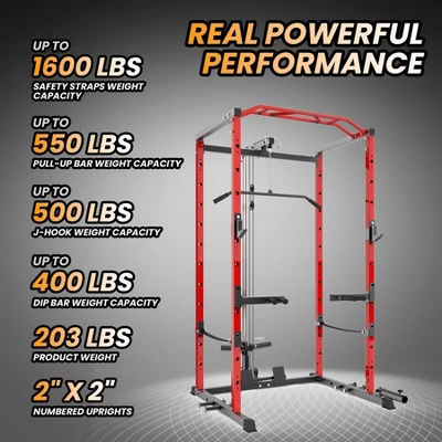 1600LBS Power Cage Squat Rack,Squat Machine With Dip Bar,Workout Equipment Home Gym 5 1600LBS Power Cage Squat Rack,Squat Machine With Dip Bar,Workout Equipment Home Gym - Image 3