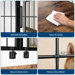 Dog Crate Furniture With Cat Tower & Shelving Unit, Wooden Dog Kennel For Medium Small Breed With Double Doors And 2 Adjustable Bowls -Furniture GUEST 75c708d2 d894 4bf4 a3ce 462b984ef6a8