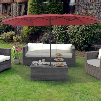 15FT Extra Large Rectangular Patio Umbrella, Outdoor Double Sided Rectangular Market Umbrella With Stand, With Base, Heavy Duty Cantilever Design 7 15FT Extra Large Rectangular Patio Umbrella, Outdoor Double Sided Rectangular Market Umbrella With Stand, With Base, Heavy Duty Cantilever Design - Image 5