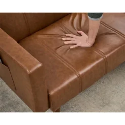 75" Futon Sofa Bed Mid-Century Futon Couch, PU Leathe Convertible Sleeper Couch With Adjustable Backrest, Loveseat And Side Pockets For Living Room -Furniture GUEST 76951cc4 1023 4261 8801 03f4831f8a17