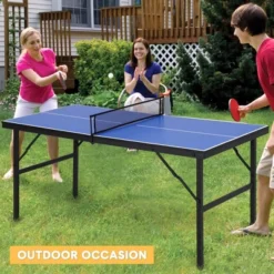Table Tennis Set, Ping Pong Table Portable - 60x26 Inch With Demountable Net, 2 Paddles, 3 Balls, Waterproof Tabletop For Indoor Outdoor, Blue -Furniture GUEST 77c710b9 dd77 448d 9b61 ecc432fc9823