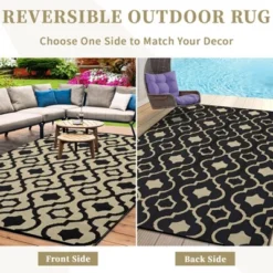 Outdoor Rugs For Patio & Beach - Reversible Waterproof Plastic Straw Rug With Carry Bag, UV Resistant, Portable For RV, Deck, Camping, Brown -Furniture GUEST 77cced2e 2685 4878 9b02 233ae3a36d5f