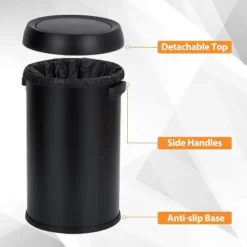 GAOMON 65L/17Gal Heavy Duty Brushed Stainless Steel Outdoor Trash Can, Large Kitchen Round Swing Top -Furniture GUEST 77f6e5c4 424f 41f6 9b87 e112400ccc65