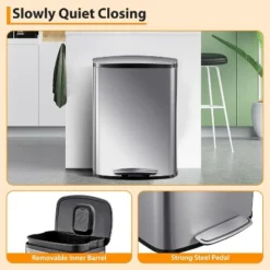 13.2 Gal/50L Trash Can, Rectangular Stainless Steel Trash Can With Recycling Bin, Fingerprint-Resistant, Soft-Close Lid, Step-on Garbage Bin -Furniture GUEST 78ddfb7d 642f 4d11 883e eed5000ae8ce