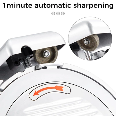 Electric Slicer - 10'' Commercial/Home Use, 800W Powerful Motor, 0-0.67'' Adjustable Thickness, Stainless Steel Blade With Auto Sharpener 8 Electric Slicer - 10'' Commercial/Home Use, 800W Powerful Motor, 0-0.67'' Adjustable Thickness, Stainless Steel Blade With Auto Sharpener - Image 6