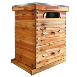 10-Frame Langstroth Bee Hive Coated With Beeswax, Complete Beehive Starter Kit With 2 Deep & 1 Medium Boxes