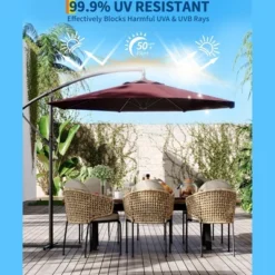 10 FT Cantilever Umbrella, Outdoor Offset Patio Umbrella With Easy Tilt Adjustment, 8 Ribs, UV Protection For Backyard, Lawn, Garden -Furniture GUEST 79769b57 e4dc 4f2f b327 dc1f23a18d90