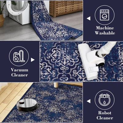 Machine Washable Living Room Rug Indoor Rug Kitchen Accent Rug Distressed Carpet Low Pile Bedroom Rug Office Dining Room Olive 8 Machine Washable Living Room Rug Indoor Rug Kitchen Accent Rug Distressed Carpet Low Pile Bedroom Rug Office Dining Room Olive - Image 6