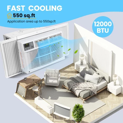 12000btu Window Air Conditioner With Wi-fi Enabled, Remote Control, Air Conditioner Window Unit Cooling Up To 550sq.ft, 115v Window Ac Units For Rooms 5 12000btu Window Air Conditioner With Wi-fi Enabled, Remote Control, Air Conditioner Window Unit Cooling Up To 550sq.ft, 115v Window Ac Units For Rooms - Image 3
