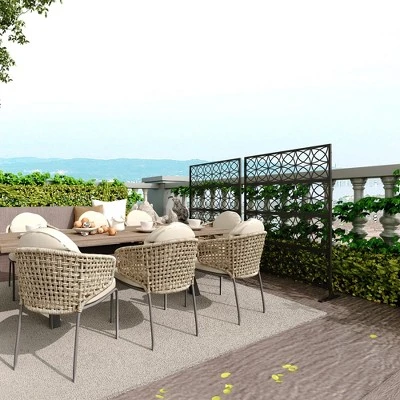 Metal Privacy Screen - Rust-Proof Scroll Design For Yard, Flower Bed Borders & Patio Dividers, Snap-Together Installation 4 Metal Privacy Screen - Rust-Proof Scroll Design For Yard, Flower Bed Borders & Patio Dividers, Snap-Together Installation - Image 2