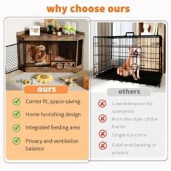 51.3" Corner Dog Crate Furniture With 360¡ã Rotating Feeder, Decorative Dog Crates Dog Cage TV Stand Wooden Dog Kennel End Table -Furniture GUEST 7ac7507a b714 4249 9bdf c54856461544