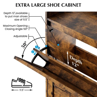 Shoe Cabinet With 2 Flip Drawers, Freestanding Entryway Shoe Storage Organizer, Narrow Rack Cabinet 7 Shoe Cabinet With 2 Flip Drawers, Freestanding Entryway Shoe Storage Organizer, Narrow Rack Cabinet - Image 5