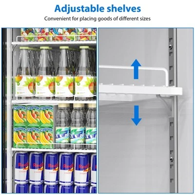 Beverage Cooler - 12.4 Cu Ft Upright Display Fridge With Reinforced Glass Door, Adjustable Shelves & Drink Organizers 7 Beverage Cooler - 12.4 Cu Ft Upright Display Fridge With Reinforced Glass Door, Adjustable Shelves & Drink Organizers - Image 6