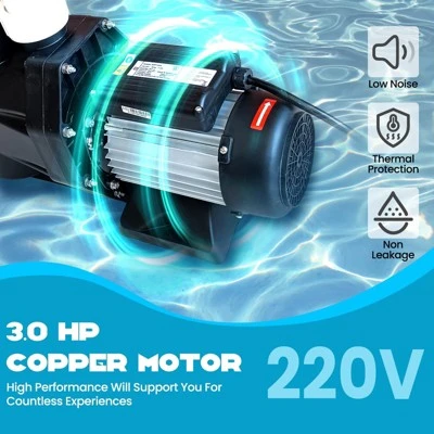 3.0 HP Swimming Pool Pump Above Ground/Inground, 220V, 9000 GPH High-Flow, 1100W High-Efficiency Swimming Pool Pump 4 3.0 HP Swimming Pool Pump Above Ground/Inground, 220V, 9000 GPH High-Flow, 1100W High-Efficiency Swimming Pool Pump - Image 2