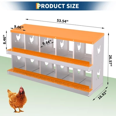 Chicken Nesting Boxes, Hole Roll Away Nest Box For Chicken Coop, Metal Egg Laying Box With Lid Cover To Protect Eggs, Rollout Egg Collection 6 Chicken Nesting Boxes, Hole Roll Away Nest Box For Chicken Coop, Metal Egg Laying Box With Lid Cover To Protect Eggs, Rollout Egg Collection - Image 4