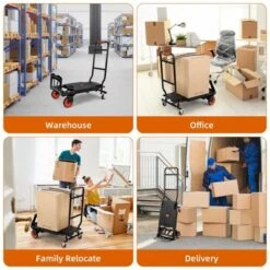 Hand Truck, Heavy Duty Folding Hand Truck 330 Lbs - 4-Wheel Dolly Cart With Elastic Ropes For Moving/Luggage/Warehouse -Furniture GUEST 7cdcba91 7940 47cb b546 c54fc4f04b69