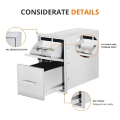 Outdoor Kitchen Drawers With Paper Towel Holder, Triple BBQ Access Drawers, Stainless Steel Flush Mount BBQ Island Drawers For Outdoor Kitchen 14 Outdoor Kitchen Drawers With Paper Towel Holder, Triple BBQ Access Drawers, Stainless Steel Flush Mount BBQ Island Drawers For Outdoor Kitchen -Furniture GUEST 7d5aa1ce b1c4 4a8f 9e17 76047ef86dfa