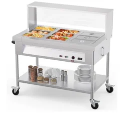 Food Warmers, Commercial Electric Food Warmer - 9-Pan Steam Table With Lids, Acrylic Guard, 1500W Stainless Steel Serving Counter -Furniture GUEST 7d791fa6 ad46 45b5 b209 c4c6ce7dd84e