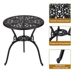 TROPOW 3 Piece Bistro Set, Outdoor Bistro Table And Chairs Set Of 2, Rust-Resistant Cast Aluminum All Weather Patio Outdoor Bistro Set With Umbrella -Furniture GUEST 7da62ad0 4df1 42f0 bdd9 332ac09f9b36