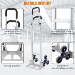 Hand Truck, Aluminum Stair Climber - 650 Lb Capacity 2-in-1 Convertible With Triangle Wheel For Warehouse & Shopping -Furniture GUEST 7f19d690 9ef2 4f56 a53c 8c878b4f379b