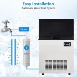 Commercial Ice Maker, 100lbs/24H Ice Machine, 50 Ice Cubes In 8-15 Minutes, Freestanding Cabinet Ice Maker With 33lbs Storage Capacity,2 Water Inlet -Furniture GUEST 7f8e4a48 922d 47ad b702 89896ed1f8d5