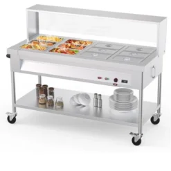 Commercial Food Warmer - 1500W Electric Steam Table With Acrylic Guard, 12-Pan Stainless Steel, (110V) -Furniture GUEST 7fe70377 6044 4b71 8cc9 10250e9c3ad5