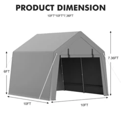 Portable Carport, Storage Shed With Heavy Duty Waterproof Tarp & 2 Roll-Up Zipper Doors, Ideal Tent For Motorcycles, Bikes, Garden Tools -Furniture GUEST 805f70be 7bbd 4c9d b7da d8542b0ab867