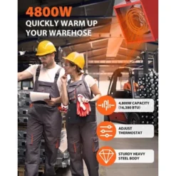 Electric Heater - 4800 Watt 240V Ceiling/Wall Mount With Thermostat, Fan-Forced Indoor Shop Heater For Garage/Workshop (ETL Certified)