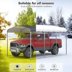 Carport, Metal Carport - Heavy Duty With Galvanized Steel Roof & Frame, All-Weather Protection, Easy Assembly For Cars, Trucks, Boats (Gray) -Furniture GUEST 80f0d921 7ac7 4336 8614 a83d8670bdc1