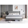 Queen Size Bed Frame With Upholstered Headboard,Wooden Platform Bed Frame With 2 Storage Pockets,Vertical Channel Tufted Wingback,Light Gray 1 Queen Size Bed Frame With Upholstered Headboard,Wooden Platform Bed Frame With 2 Storage Pockets,Vertical Channel Tufted Wingback,Light Gray -Furniture GUEST 81007c75 9ab3 4867 acdc 46e2666972d4
