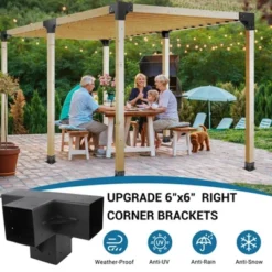 Pergola Brackets, 6''x6'' Pergola Kits - 4-Way Heavy Duty Corner Brackets For Wood Beams, Easy Assembly For Gazebos Patio Log Cabins -Furniture GUEST 811edf40 6c37 4bd5 a1bc cfaeaf16e991
