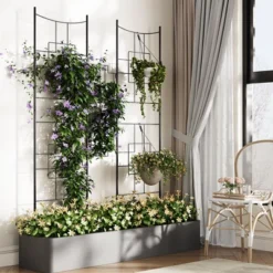 Elegant 2 Rack Baroque Iron Trellis For Climbing Plants, 1.6FT Tall Rustproof Garden Support For Roses, Vegetables, And Indoor Potted Plants -Furniture GUEST 8122995a ef13 4e29 937d 341959562c20