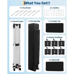 20x10 Pop Up Canopy Tent Outdoor Canopy One-Person Set Up Heavy Duty Commercial Instant Tent Shelter, 6-Sidewall -Furniture GUEST 812d9347 7bf2 4a1e ad74 e69e37e756cd