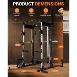 Smith Machine, Home Gym - 2000LBS Power Cage With Cable Crossover System, All-in-One Workout Station With Smith Bar, LAT Pull-Down & Attachments -Furniture GUEST 81451ce1 b62e 4de3 b2c0 eb797dcf229a