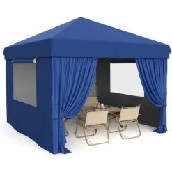 10x10 Pop Up Canopy With Removable 4 Sidewalls - Easy Up Camping Tent With One Button Push Setup For Deck, Garden, Sports, Beach, Party -Furniture GUEST 81544275 73cc 4170 a86a ad9b5929e81a