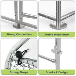 Chicken Coop, 13.1ft Large Metal Chicken Run With Cover - Spire Roof, Lock For Outdoor Backyard Farm, Duck Rabbit