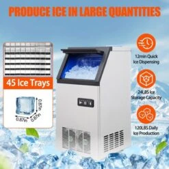 TROPOW Commercial Ice Maker Machine , Stainless Steel Undercounter & Freestanding Ice Maker With 24Lbs Storage, 2-Way Water Supply - For Bars, Silver -Furniture GUEST 81d65674 84f3 4d0a adfb 9c8afcad727e