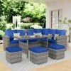 7 Piece Outdoor Patio Furniture Set, Rattan Deck Sectional Conversation Sofa Set With Dining Table, All-Weather 9 Seating Patio Sofa , Porch -Furniture GUEST 81f6b291 1c23 4332 abad e2ad92127ba5