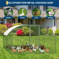 Chicken Coop, Poultry Cage - Outdoor Heavy Duty Metal Run With Waterproof Cover, Round Roof For Chicken, Duck, Rabbit, Hen -Furniture GUEST 820f537c f8c5 4637 9dfc 0282023618d1