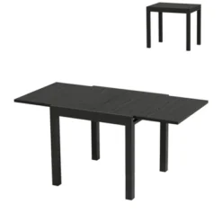 TROPOW Extentable Outdoor Dining Table Set For 4-6 Persons, 31.5-63 Inch Expandable Patio Table, Rectangular Aluminum Frame, Woodgrain Tabletop -Furniture GUEST 831b3488 2523 478d 857b cf8cafa0732f